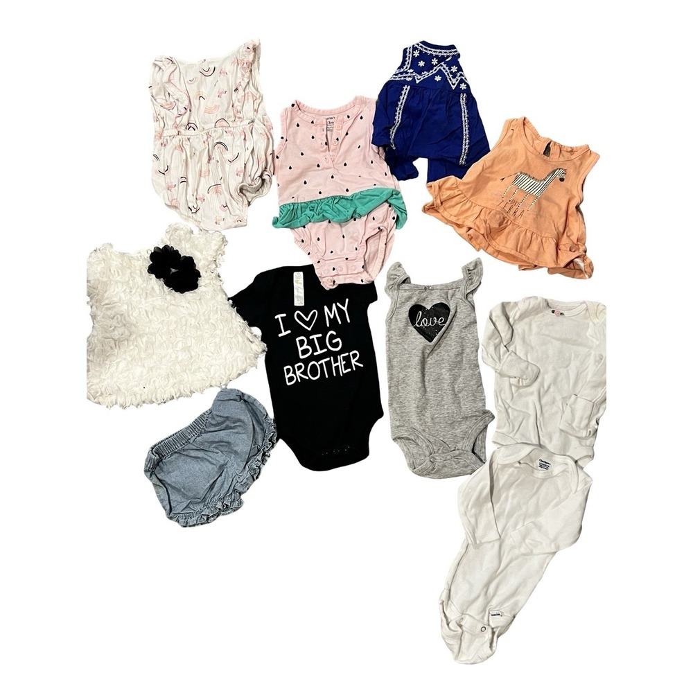 Baby Girl 0-3 Mos Carters Guess Old Nany Pink Outfits Tops Lot of 10 Items